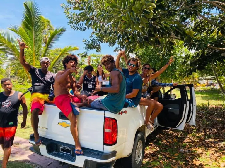Kite crew in the back of a pickup