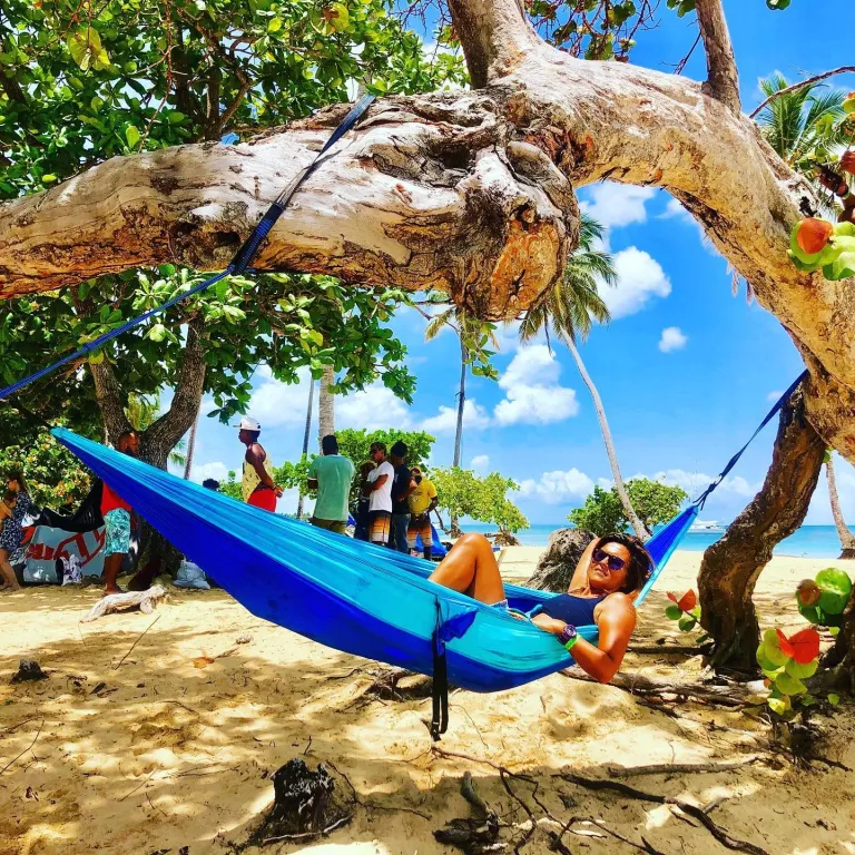 Relaxing in a hammock by the beach